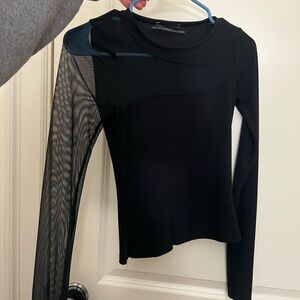 Urban Outfitters Black Long Sleeve Top with Mesh Detail